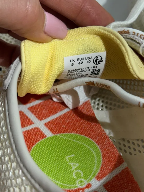 NWT FP Movement Lacoste Women’s Cream & Yellow Mesh Suede Club Low Sneakers - Image 11