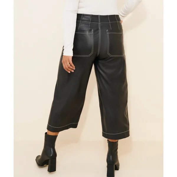MAEVE The Colette Cropped Wide Leg Pants in Vegan Leather Size 27 - Image 3