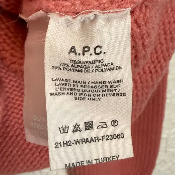 A.P.C. Elizabeth Alpaca Blend Fair Isle Knit Sweater Jumper Pink Size Medium - Image 4