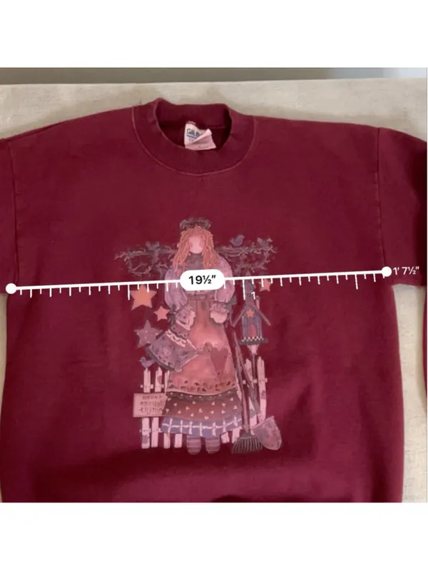 Gildan VTG Cottagecore 90s Maroon Sweatshirt M - Image 5