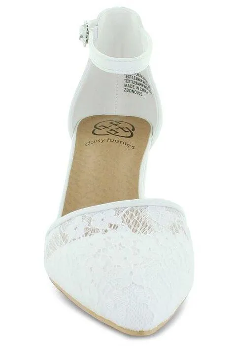 White 9 Wide Gwendoline Lace Heel - Image 3