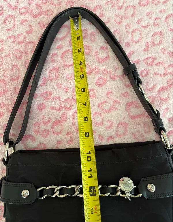 Coach Black Hobo Shoulder Bag With Chain Detail Women's - Image 9