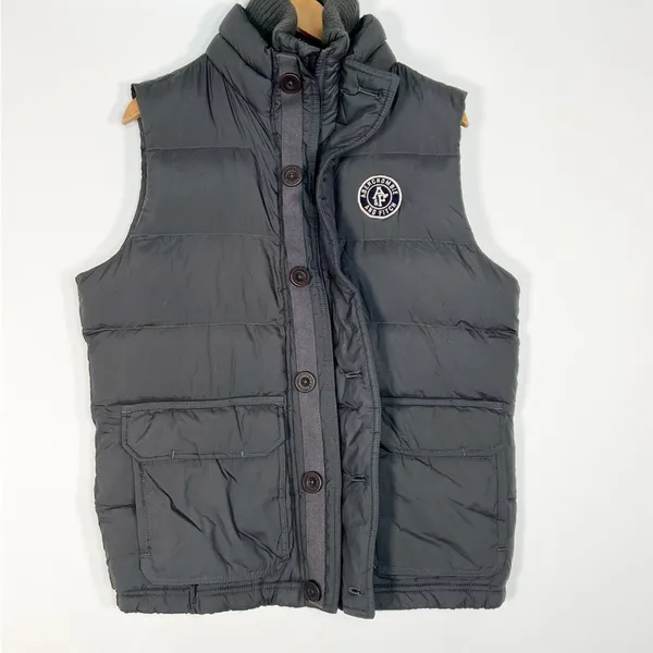 Abercrombie & Fitch Insulated Dark Grey Puffer Vest Coat Jacket Womens M - Image 3
