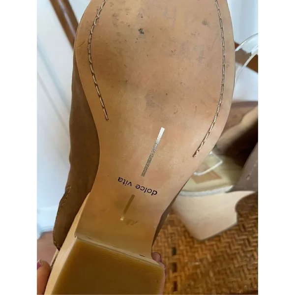 Dolce vita tan leather slide wood heels size 9 - Image 5