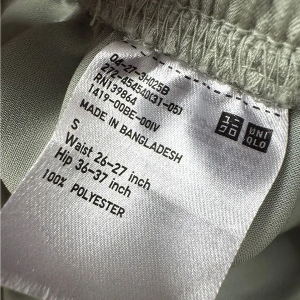 Uniqlo Sage Green Satin Wide Leg Pants Womens S Pull On Preppy Casual Tie Waist - Image 9