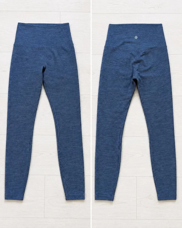 Lululemon Wunder Under Diamond Jacquard Yoga Athletic Tights Blue 6 - Image 2