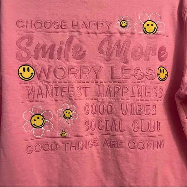 Smile more back hit crew neck sweater Pink Size M - Image 3