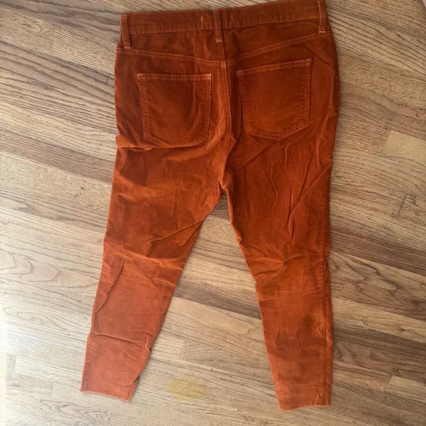 We The Free Free People Burnt Orange Corduroy Raw Hem Slim Pants Size 29 - Image 2