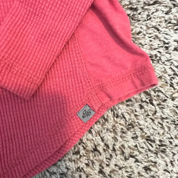 Eddie Bauer Red Waffle Knit V Neck Button Henley Long Sleeve‎ Top S Bella Swan - Image 3