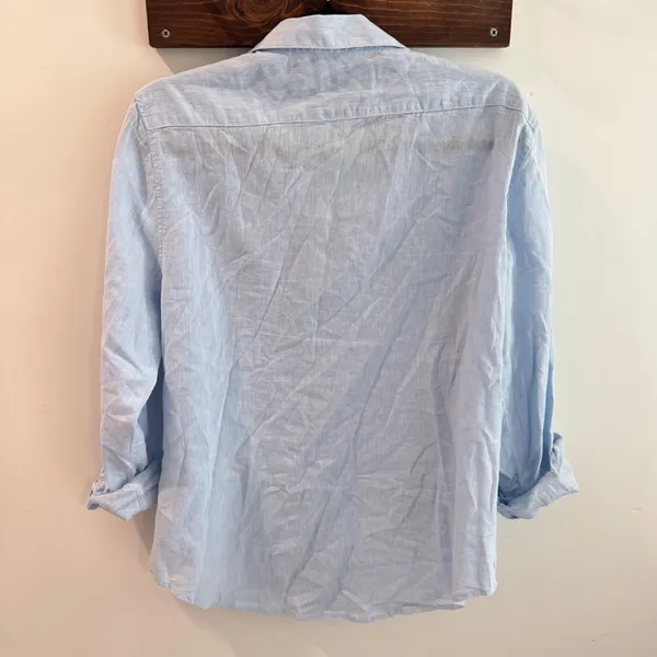 Santorini Linen Collection Light Blue Button Down Shirt Linen Blend 2XL 23-303 - Image 5