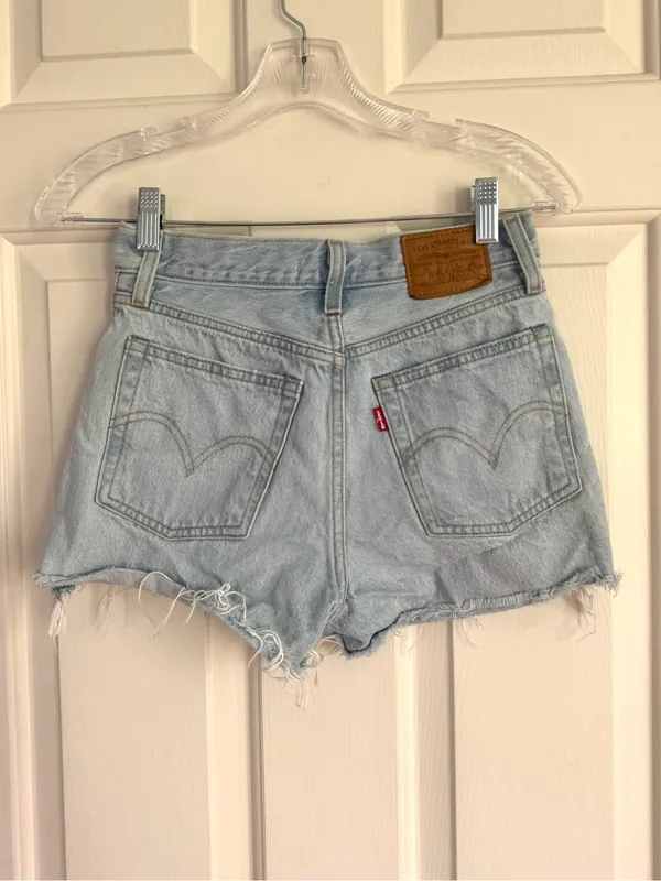 Levi's Light Blue High-Rise Denim Cutoff Shorts - Image 2