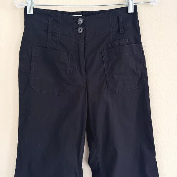 Maeve Anthropologie The‎ Junie Jean Black Wide Leg Petite Pants 27P - Image 6