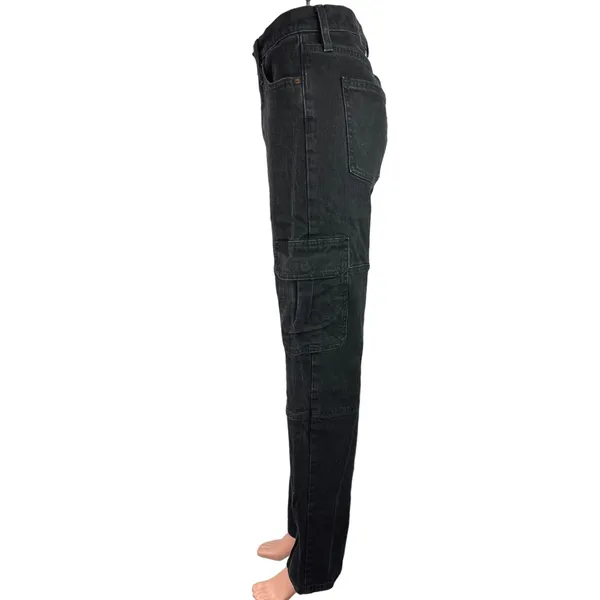 Universal Threads Women's Black High Rise Straight Leg Cargo Denim Jeans Size 2 - Image 2