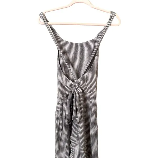 FREE PEOPLE Off The Shore Linen Blend Wide‎ Leg Jumpsuit Sz 4 - Image 4