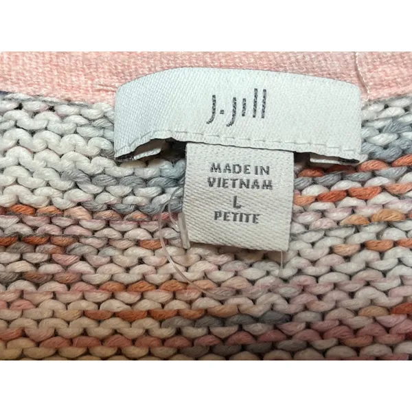 J Jill Petite Knit Cotton Pastel Striped Sweater3/4 Sleeve Size Large Coastal‎ - Image 3