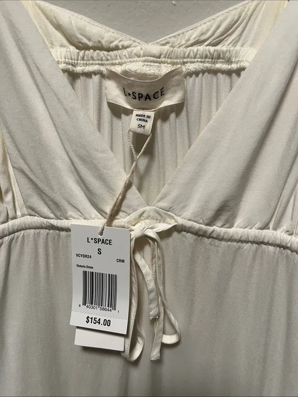 L*SPACE (NWT) Victoria Drawstring Empire Waist Maxi Cover Up Dress, Size Small - Image 8