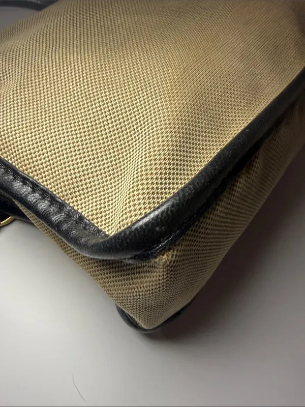 Chloé Canvas & Black Leather Satchel Crossbody Bag Gold Hardware - Image 8