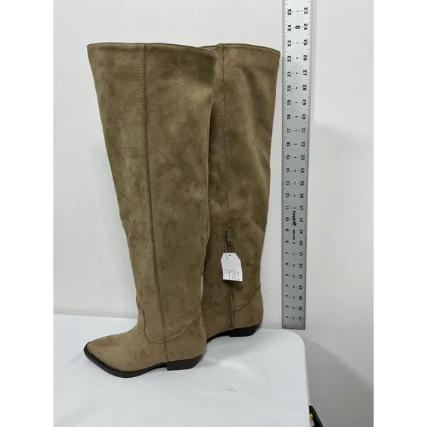 Womans NWT Time & Tru OTK Western Style Boots Size 8 Tan Pull On 1/4 Zip - Image 6