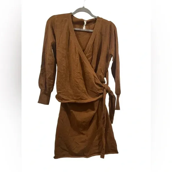 Avantlook Womens Lantern Sleeve‎ Sweaterdress, Brown - Image 2