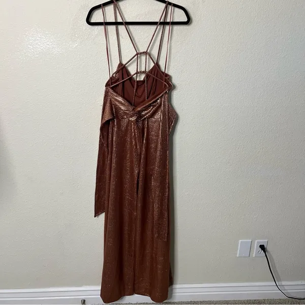 NWT Free‎ People Shimmer and Shine Jumpsuit / Ginger Snap Metallic Womens Size S - Image 12
