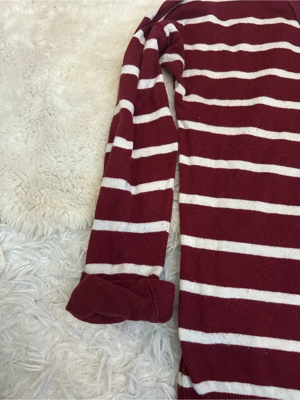 Abercrombie & Fitch Striped Crewneck burgundy Sweater Y2K vintage woman’s S - Image 7