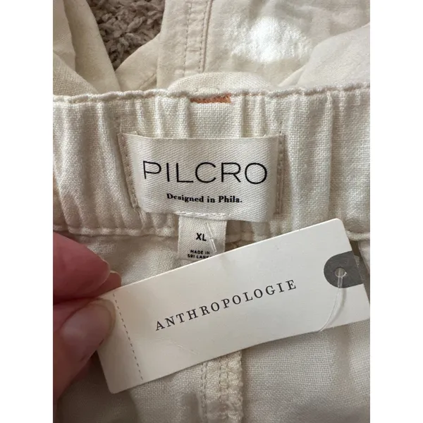 Anthropologie Pilcro Linen Cargo Pants Ivory Wide Leg NWT XL - Image 3