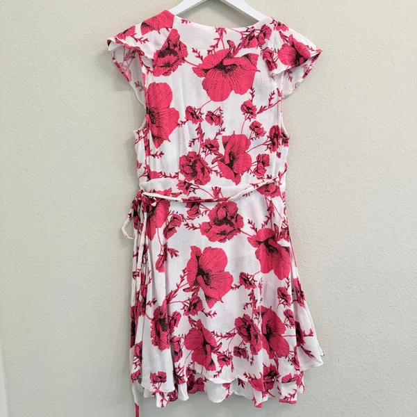 Free People French Quarter Wrap Mini Dress Cream Combo XS Floral Ruffle - Image 3
