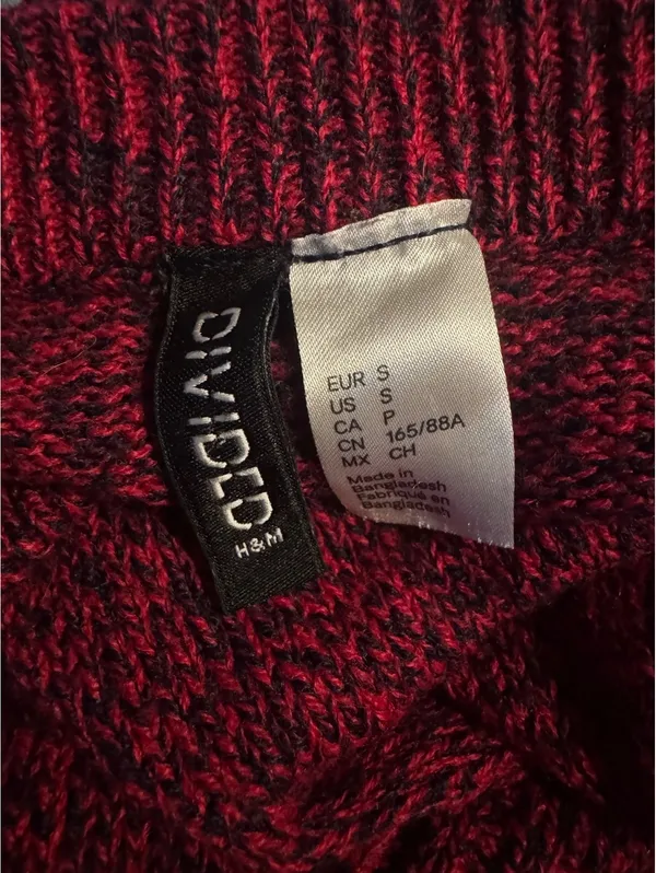 Divided by H&M Burgundy Knit Sweater, Size Small - Image 6