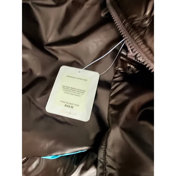 Fabletics Oversized Puffer Vest Cacao / Aqua Beach Medium - Image 5