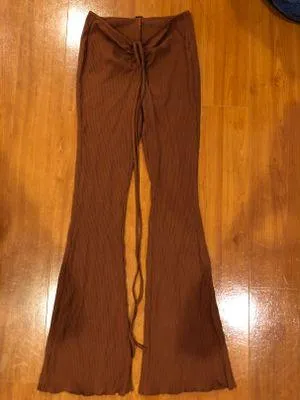 SheIn Brown Cinched Flare Pants - Image 3