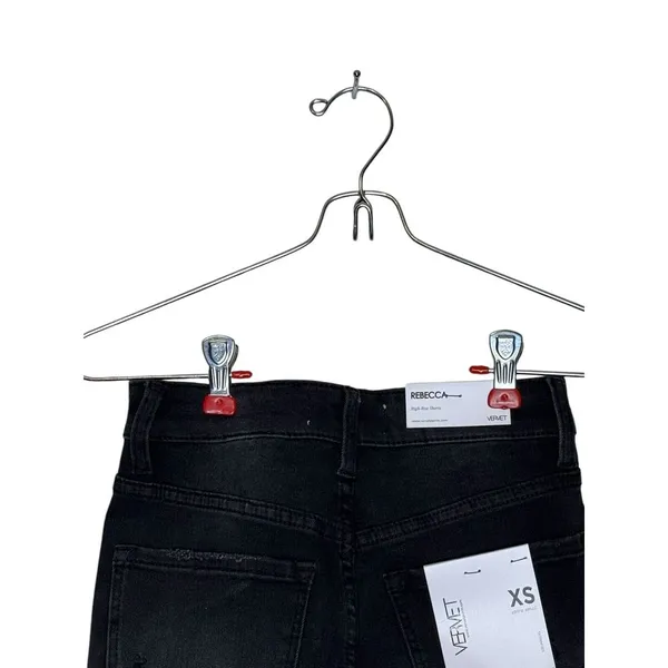 Vervet Women's Shorts Rebecca High-Rise‎ Raw Hem Bermuda Denim Black Sz. XS NWT - Image 12
