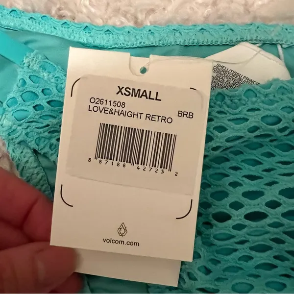 Volcom Mint Green Love & Haight Retro Bikini Swim Bottom XSMALL NWT - Image 3