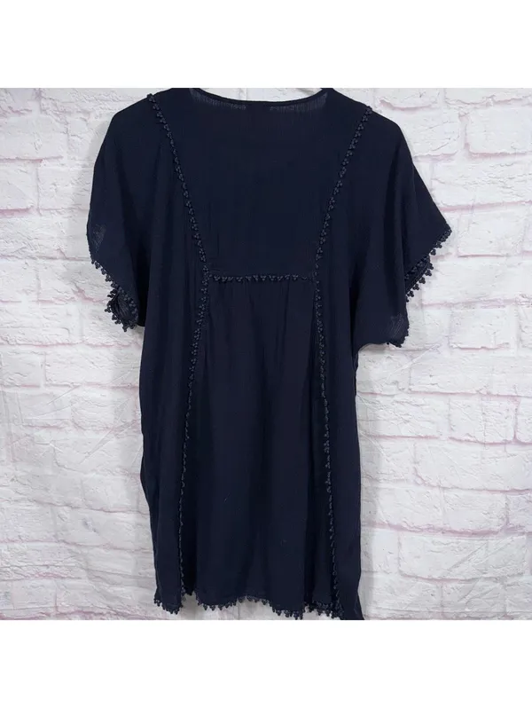 J.Crew Women's Medium Black Cotton Top with Decorative Trim - Image 7