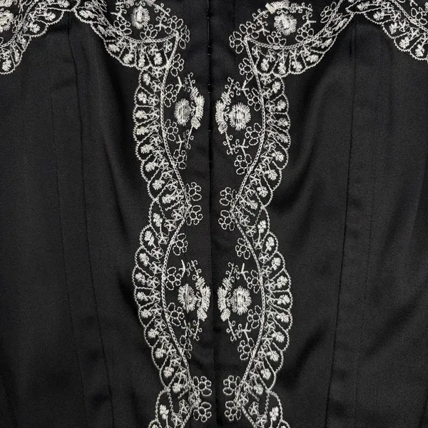 VTG Charlotte Russe Corset Top Women's L Black Embroidered Witch Whimsygoth Y2K - Image 8