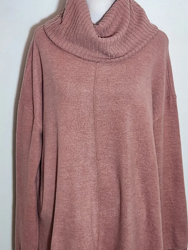 Lulus Autumn Daze Mauve Pink Cowl Neck Mini Sweater Dress Size Medium - Image 2