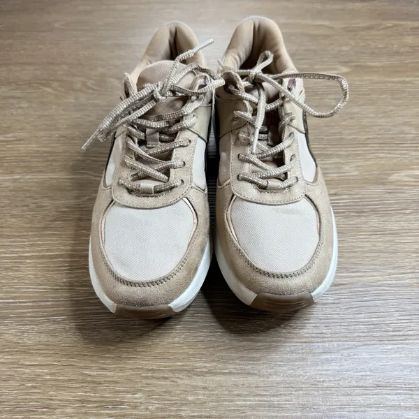 Zara Chunky Platform Sneakers Leopard Accent Beige Lace Up Women's EU 40 US 9 - Image 3