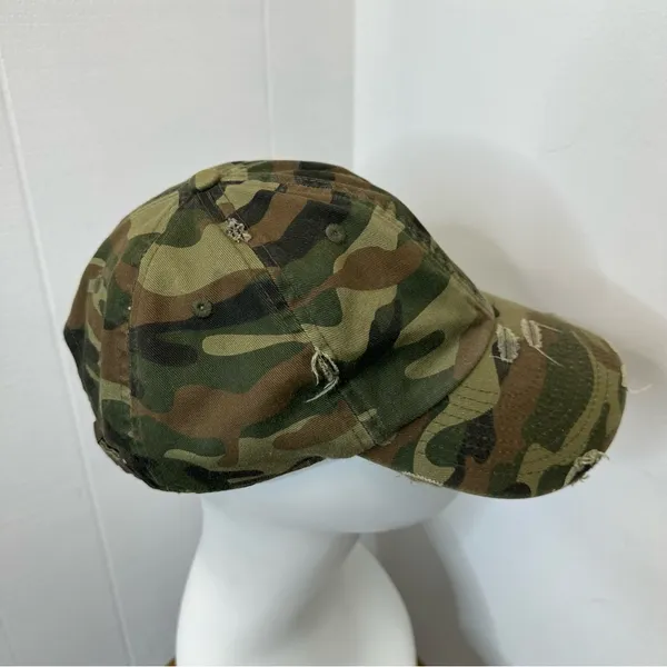 KBETHOS Vintage Camo Distressed Baseball Cap Hat Green Brown Black 100% Cotton - Image 6