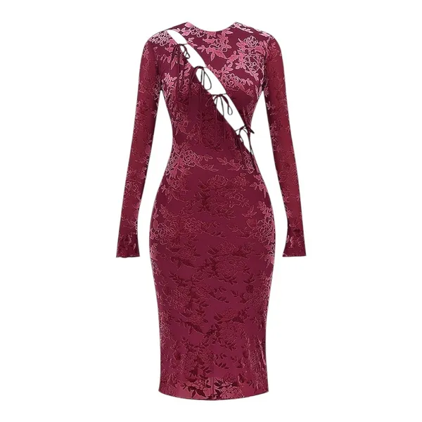 New! Mistress Rocks Mahogany Devoré Velvet Midi Dress Size XS - Image 8