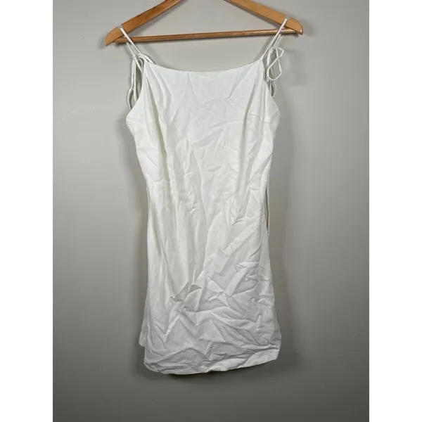 Petal & Pup New Sawyer Mini Dress White Size Large Tie Strap Linen‎ Blend Lined - Image 3