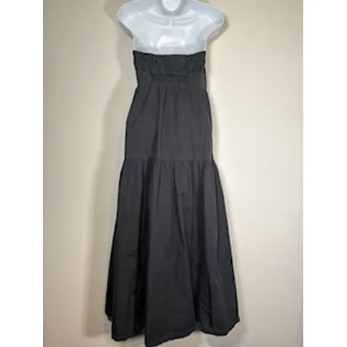Urban Outfitters Strapless Maxi Dress Gray Tiered Smocked Cotton Fall Small - Image 5