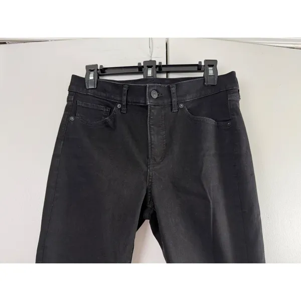 Express Mid Rise Skinny Jeans Black Distressed Raw Hem Women Size 6R‎ - Image 2