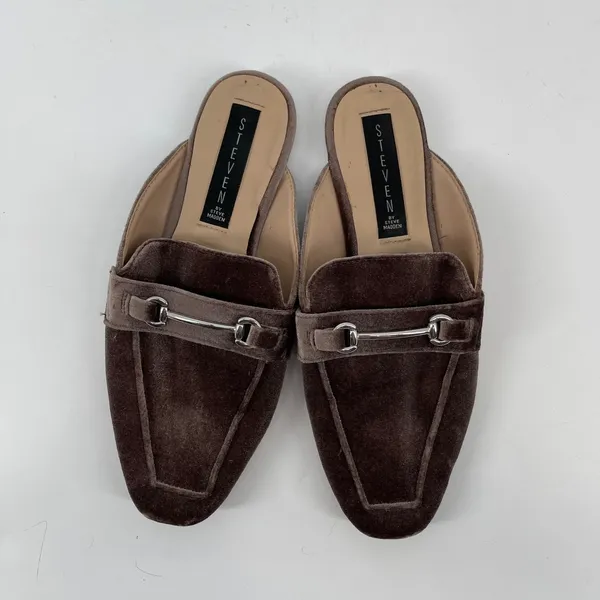 Steven By Steve Madden Royce Mule‎ Loafer Slides Velvet Brown Women's Size 8M Preppy - Image 3