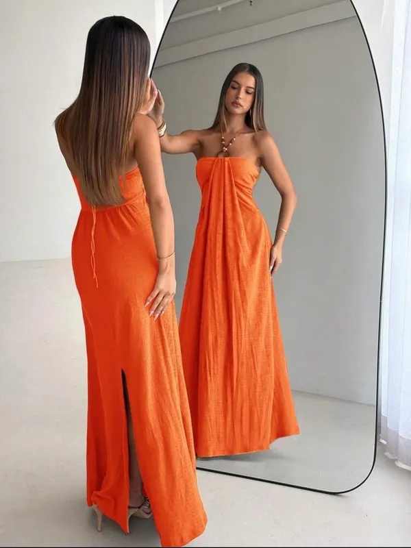 Maxi dress Orange Size M - Image 2