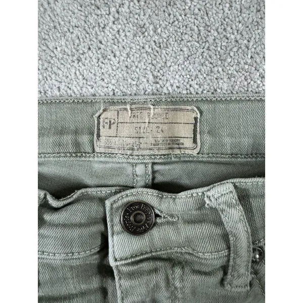 Free People‎ Women's Green Distressed Skinny Jeans Size 24 - Image 3