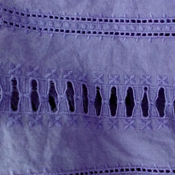Spartina 449 Periwinkle Purple Eyelet Lace Button Up Collared Shirt Size S - Image 3
