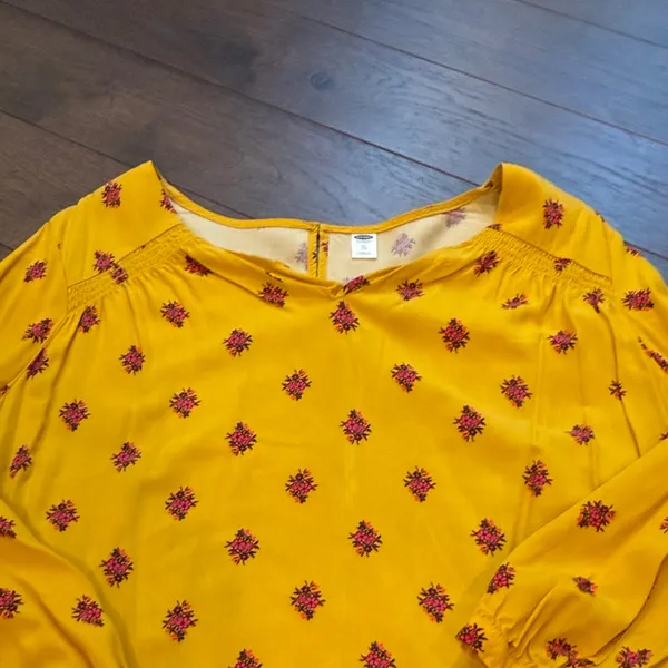 Women’s Old Navy Yellow Patterned Long Sleeve Shift Dress - Size XL C15-006 - Image 5