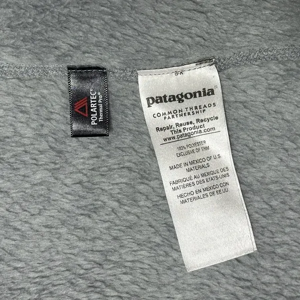 Patagonia Women’s Cozy Gray Fleece Vest‎ with Blue Detail Size Large - Image 8