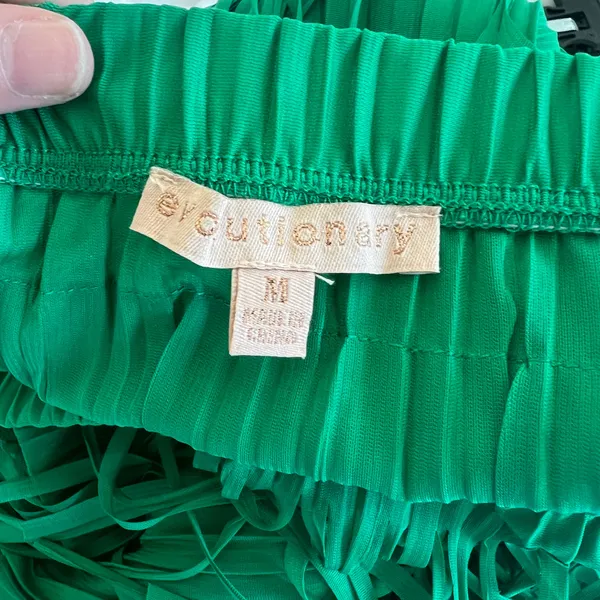 Evoutionary Green Midi Fringe Skirt Size Medium NWT - Image 9