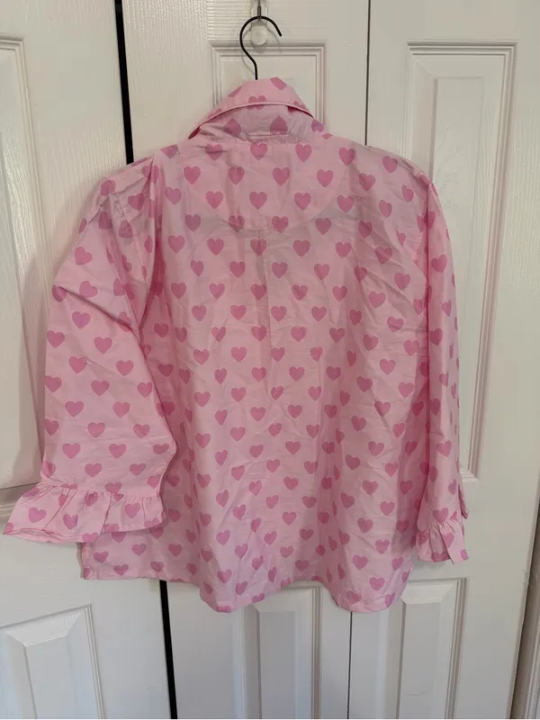 Stoney Clover Lane x PBTeen Pajama Top Heart Print Sateen Extra Large - Image 3
