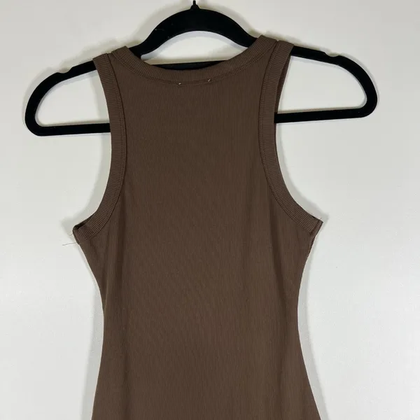 Meshki Dress‎ Women's Small Brown Ribbed Knit Side Slit Bodycon Sleeveless - Image 9